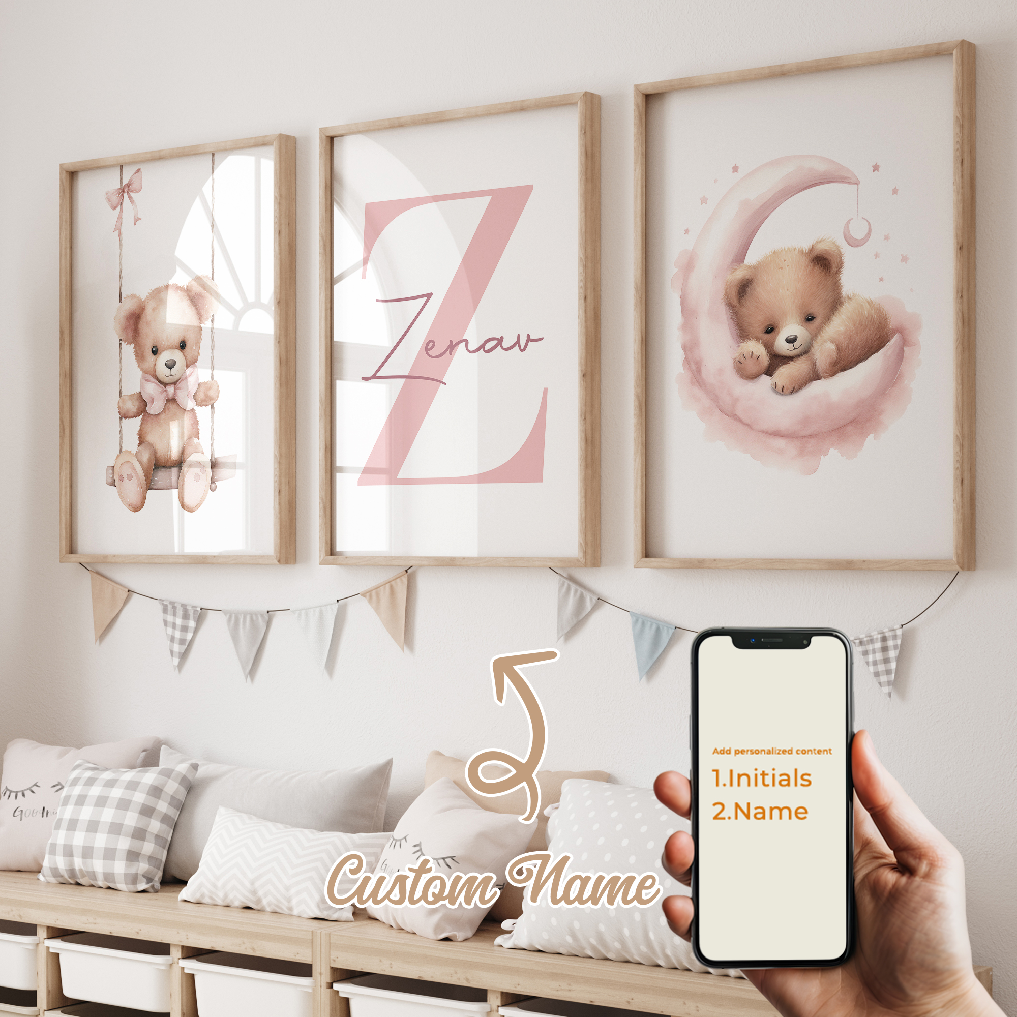 3pcs Personalized Custom Name  - Baby Nursery Wall Decor incelemesi ve fiyatı