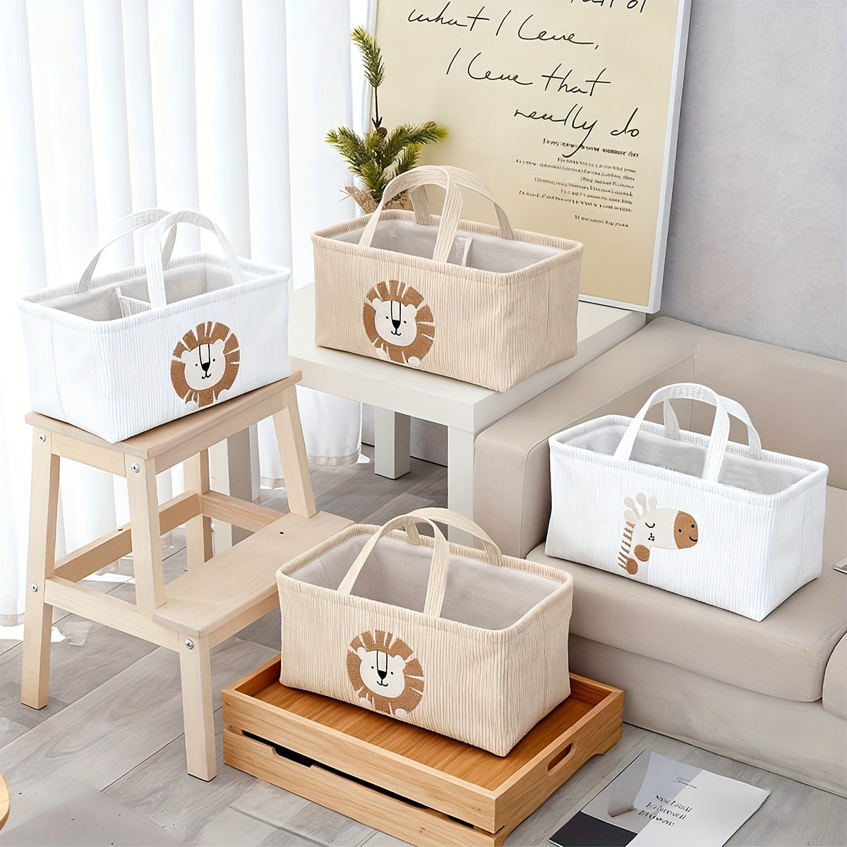 Cute Lion Diaper Caddy Foldabl - Baby Nursery Organiser incelemesi ve fiyatı
