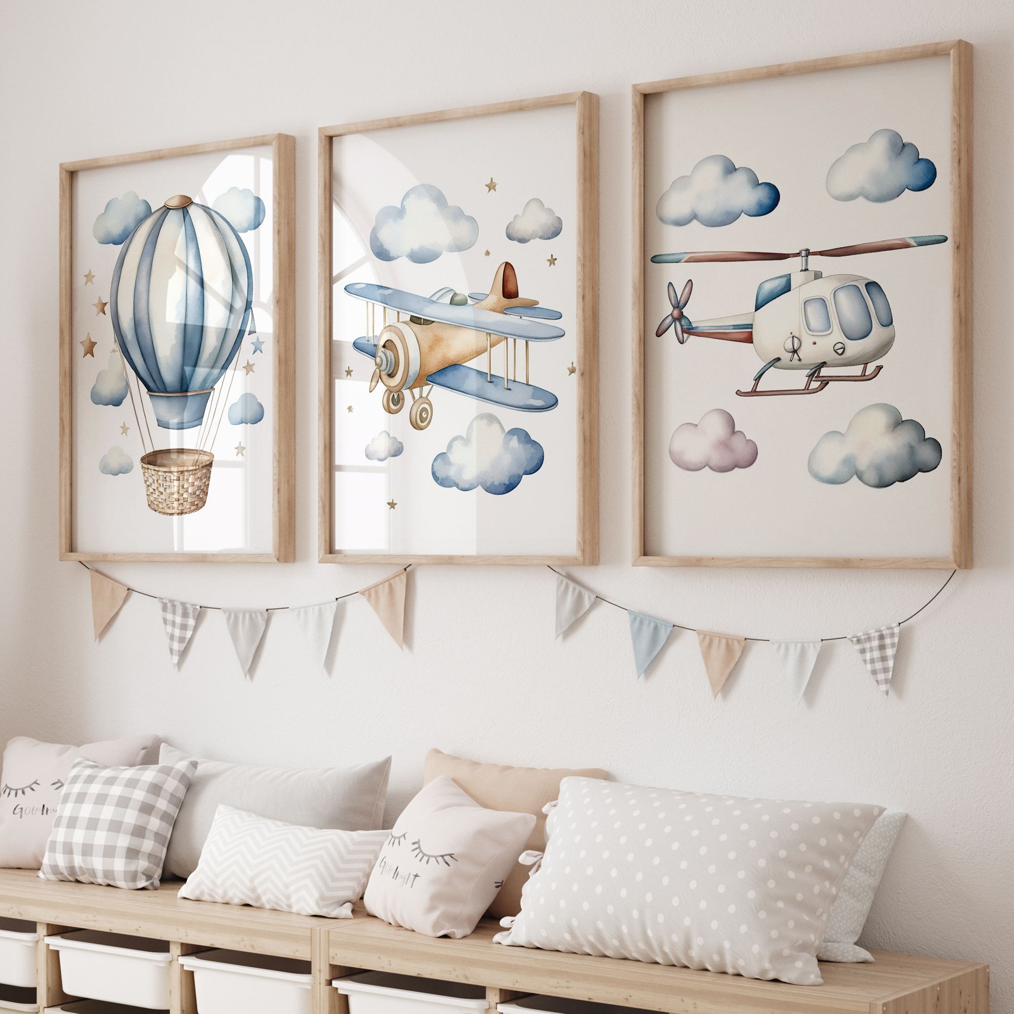 Cartoon Children Airplane Heli - Baby Nursery Wall Decor incelemesi ve fiyatı