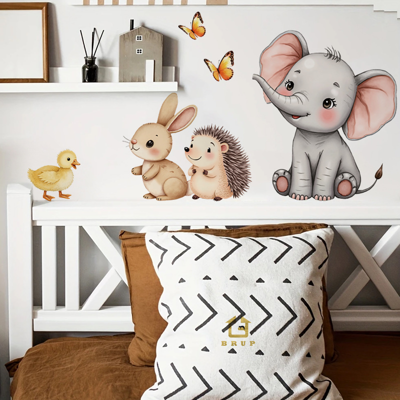 Cartoon Animal Wall Sticker -  - Baby Nursery Wall Decor incelemesi ve fiyatı