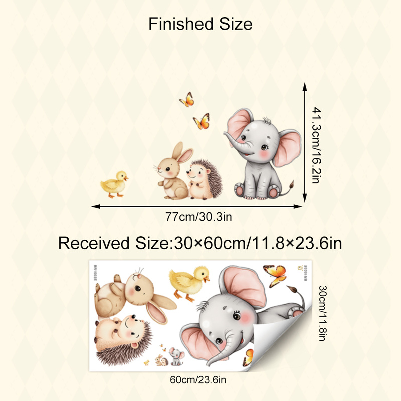 Cartoon Animal Wall Sticker -  - Baby Nursery Wall Decor incelemesi ve fiyatı