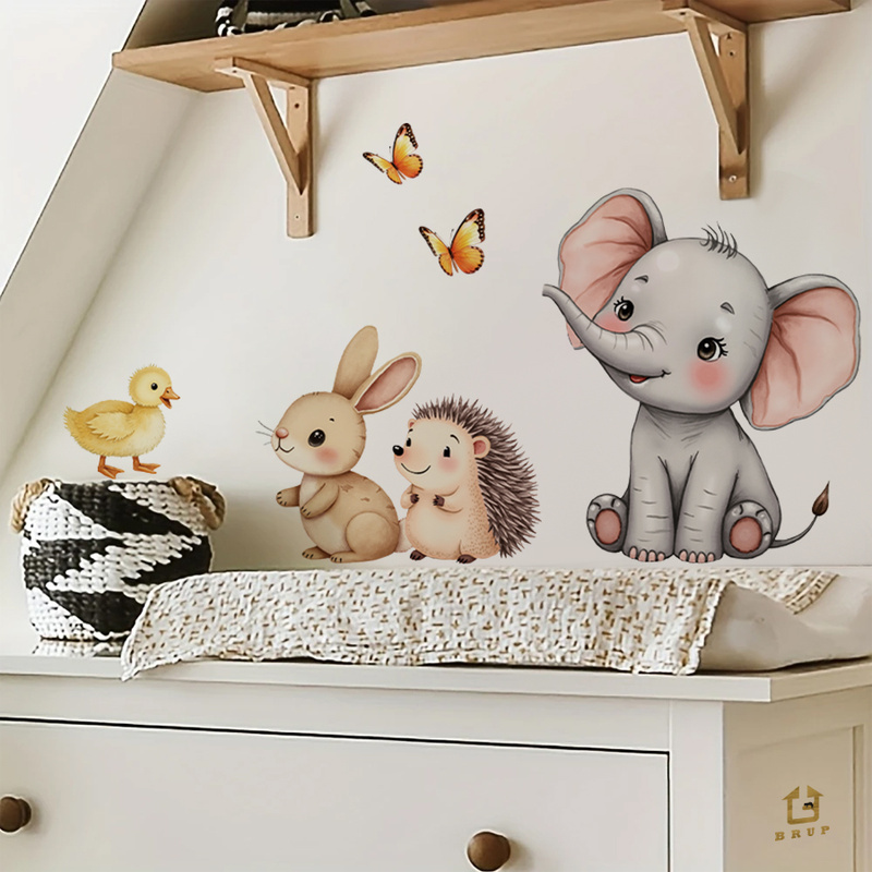 Cartoon Animal Wall Sticker -  - Baby Nursery Wall Decor incelemesi ve fiyatı