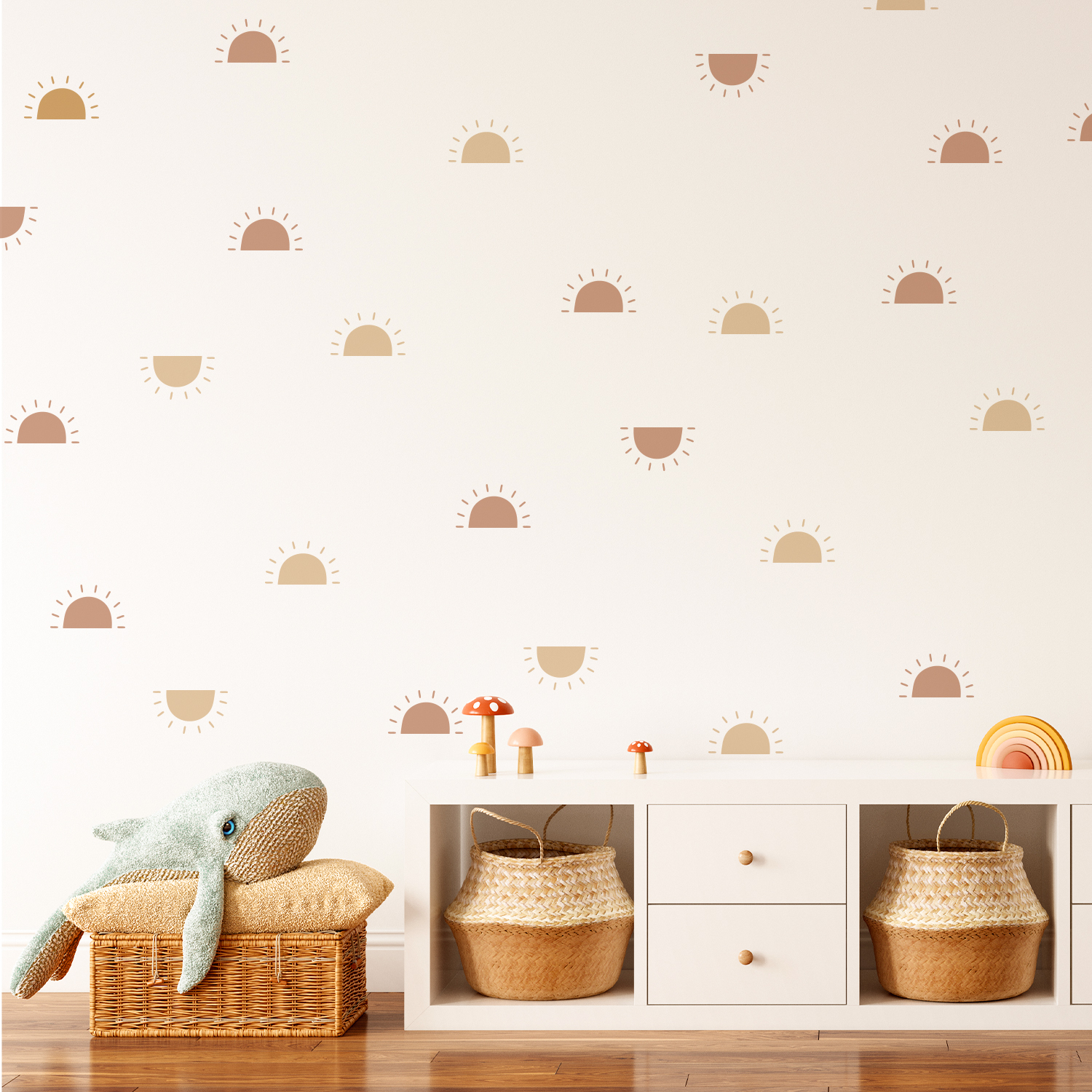 Boho Cartoon Sun Wall Sticker  - Baby Nursery Vintage Decor incelemesi ve fiyatı