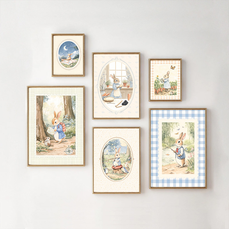 Vintage Boho Blue Plaid Rabbit - Baby Nursery Vintage Decor incelemesi ve fiyatı
