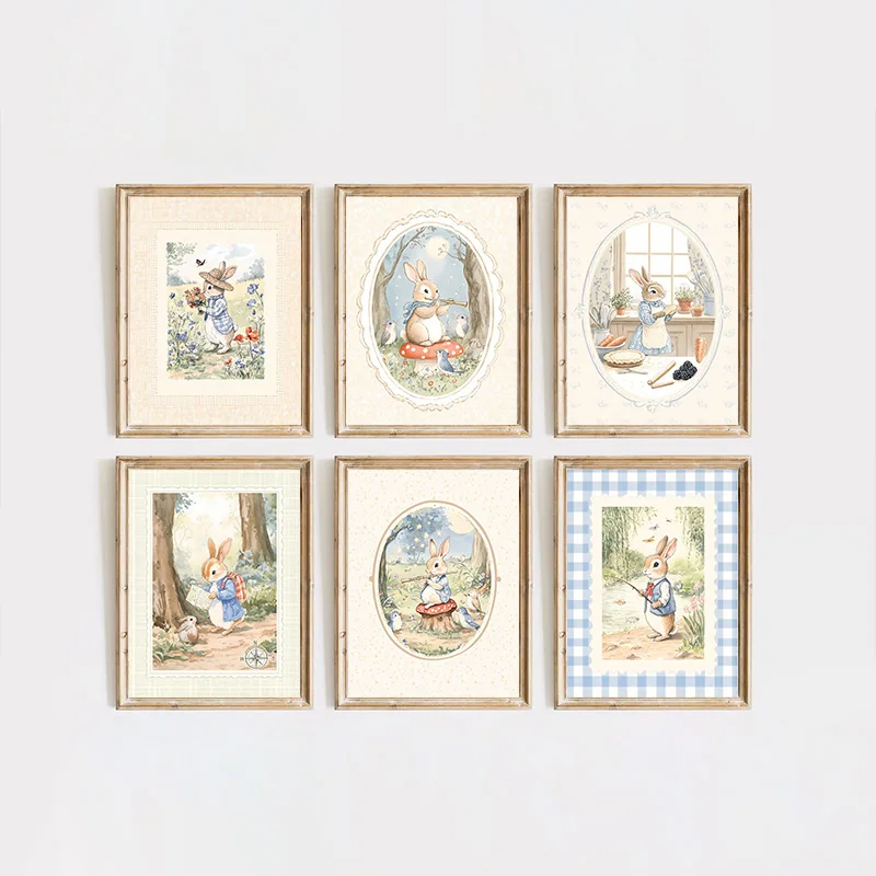 Vintage Boho Blue Plaid Rabbit - Baby Nursery Vintage Decor incelemesi ve fiyatı
