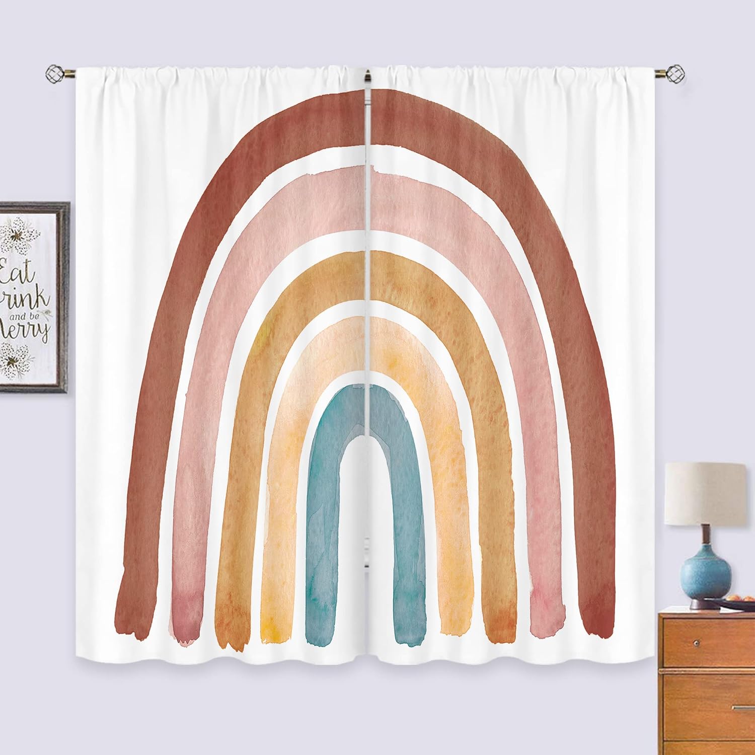 Kids Boho Rainbow Curtains for - Baby Nursery Vintage Decor incelemesi ve fiyatı