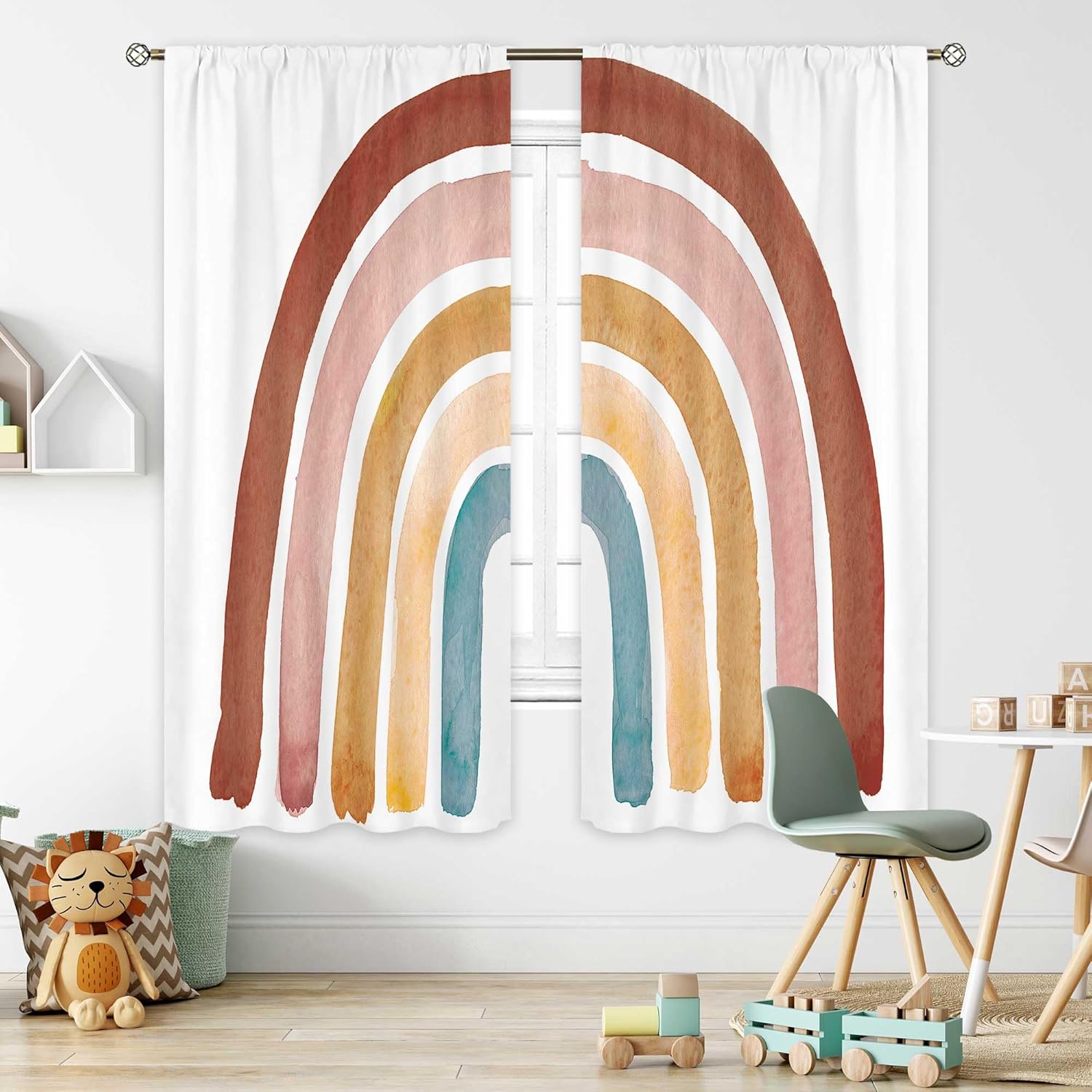 Kids Boho Rainbow Curtains for - Baby Nursery Vintage Decor incelemesi ve fiyatı