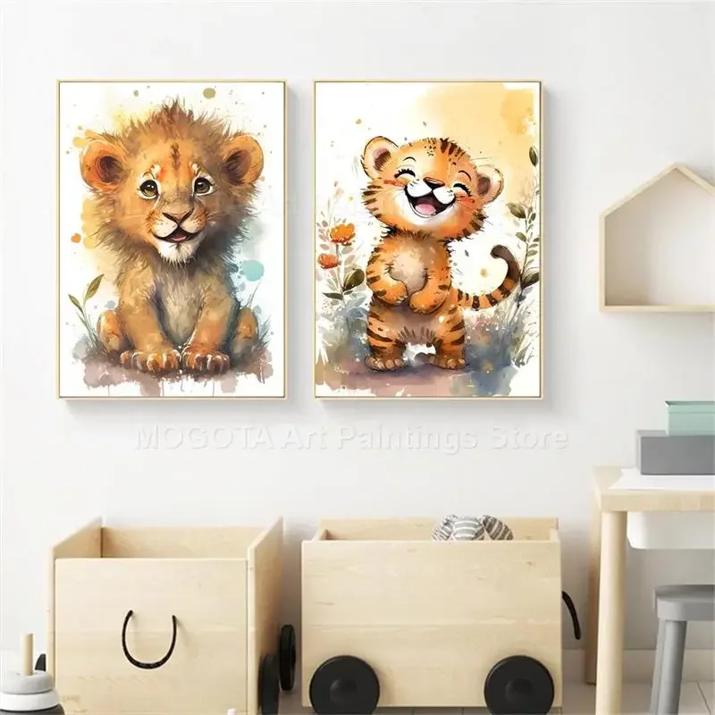 Watercolor Lion Giraffe Tiger  - Baby Nursery Needs incelemesi ve fiyatı