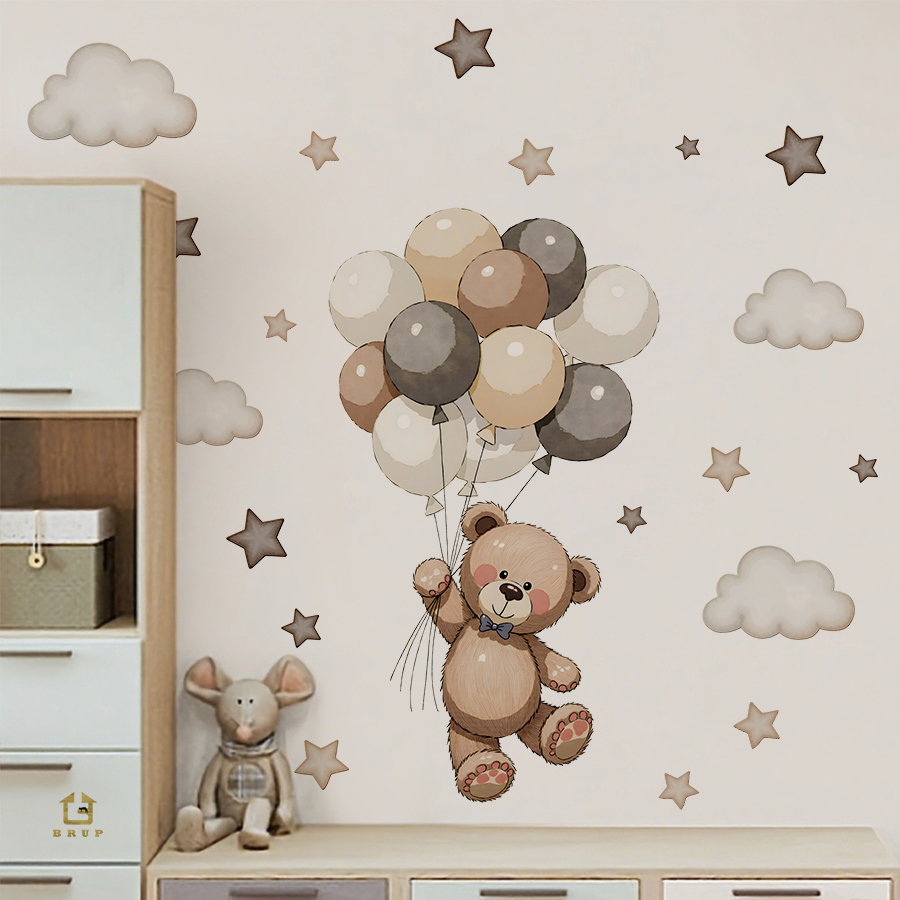 Adorable Teddy Bear Wall Decal - Baby Nursery Wall Decor incelemesi ve fiyatı