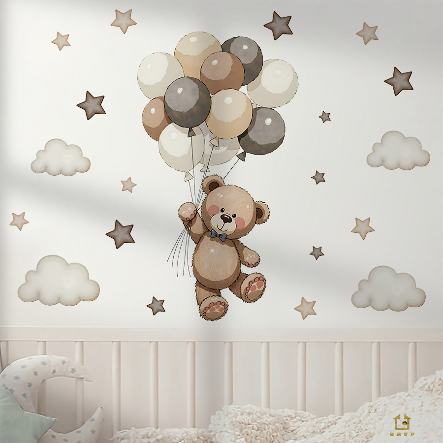 Adorable Teddy Bear Wall Decal - Baby Nursery Wall Decor incelemesi ve fiyatı