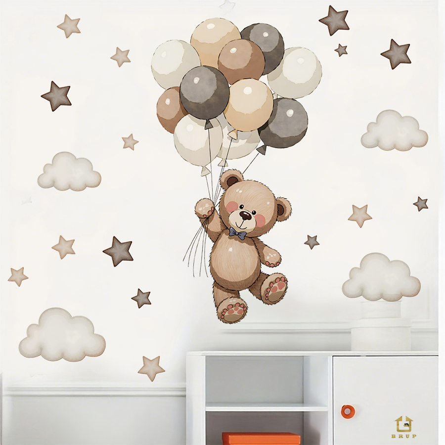 Adorable Teddy Bear Wall Decal - Baby Nursery Wall Decor incelemesi ve fiyatı