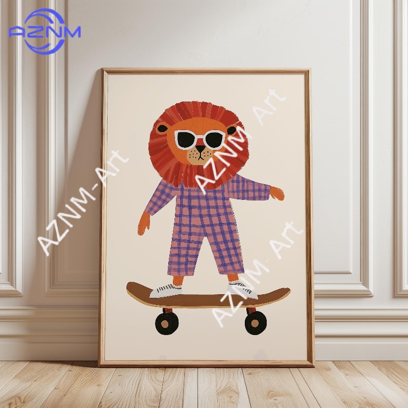 1PC Funny Animal Skateboarding - Baby Nursery Needs incelemesi ve fiyatı