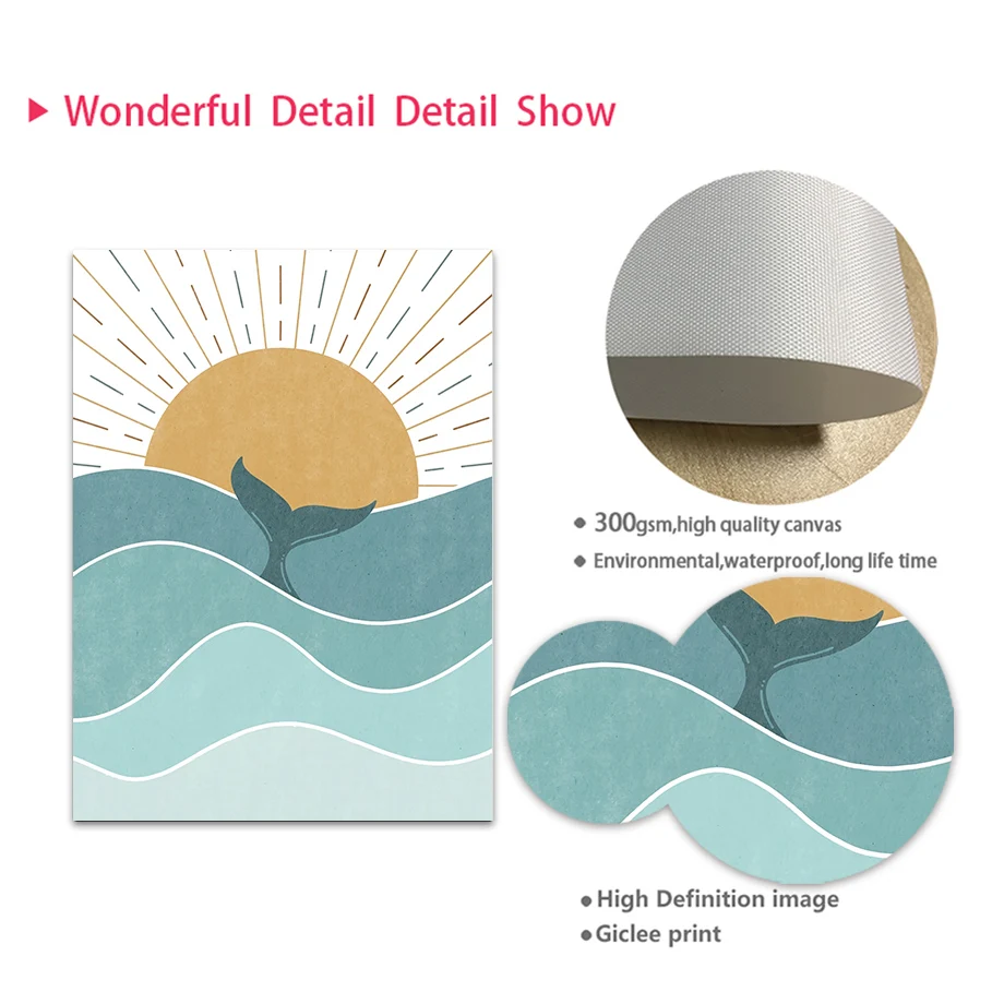 1pc frameless Fish Whale Seagu - Baby Nursery Quotes incelemesi ve fiyatı