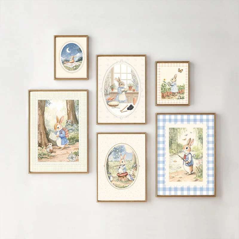 Vintage Boho Blue Plaid Rabbit - Baby Nursery Vintage Decor incelemesi ve fiyatı