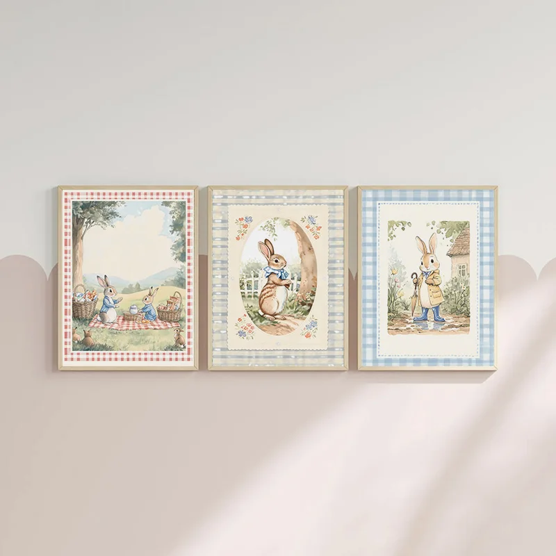 Vintage Boho Blue Plaid Rabbit - Baby Nursery Vintage Decor incelemesi ve fiyatı