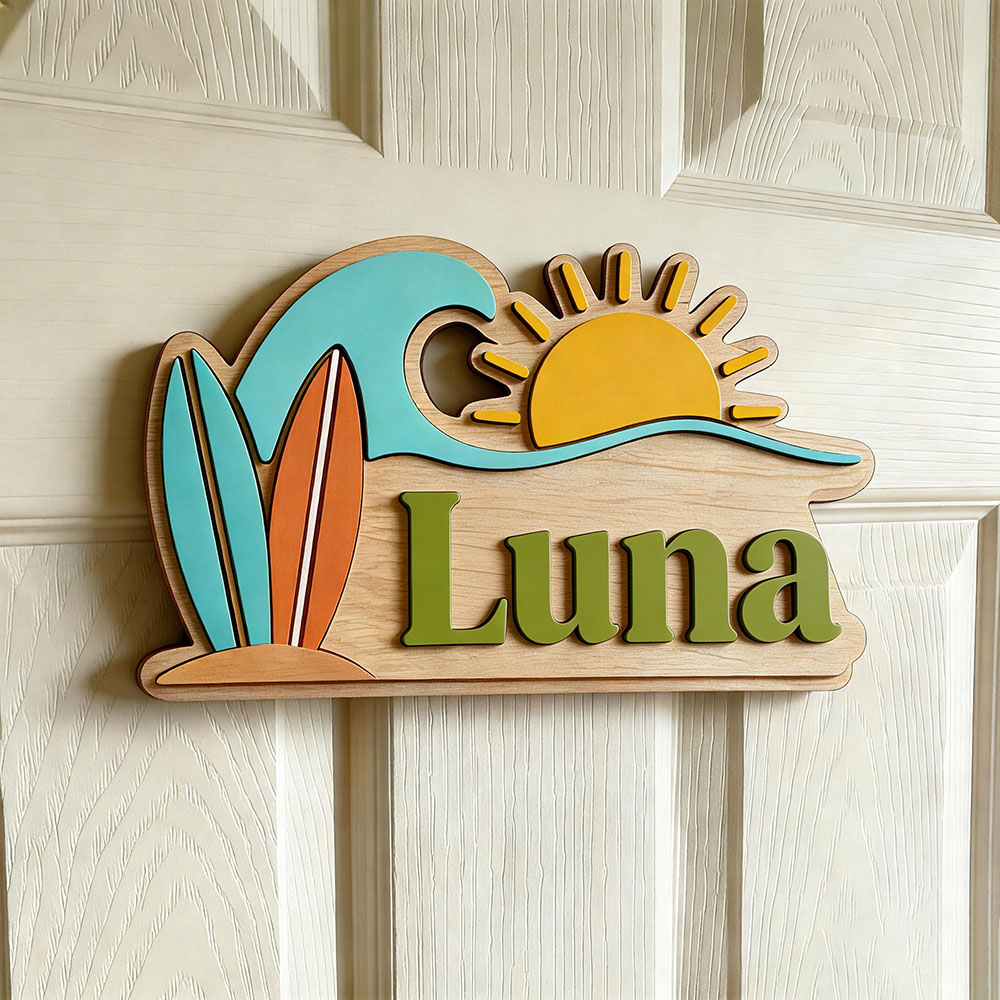 Custom Beach Wave Surfboard Su - Baby Nursery Name incelemesi ve fiyatı
