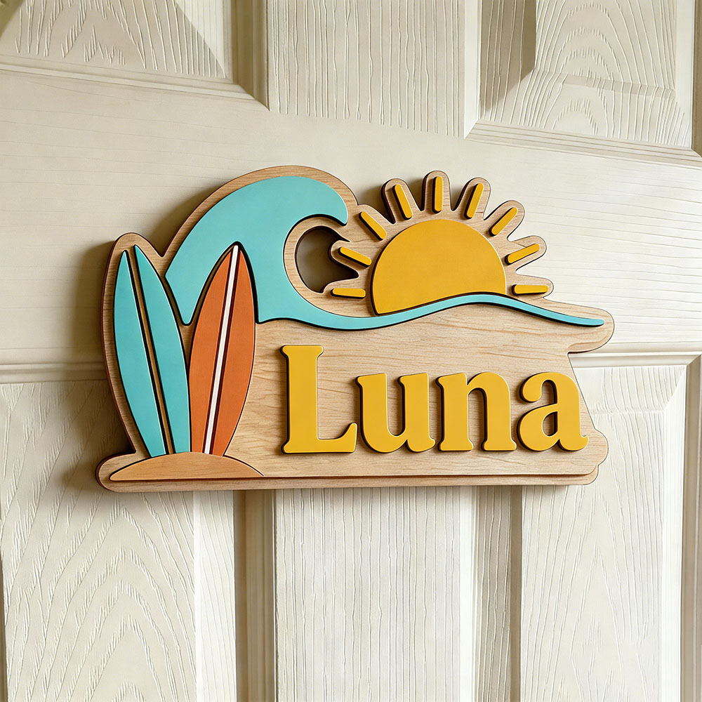 Custom Beach Wave Surfboard Su - Baby Nursery Name incelemesi ve fiyatı
