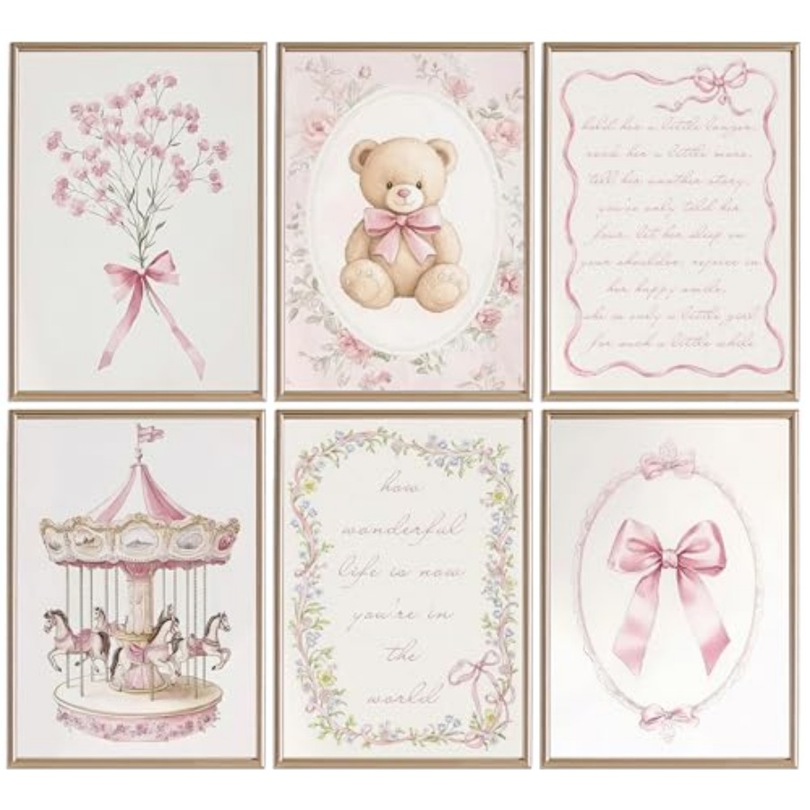 6pcs Pink Vintage Baby Girl Nu - Baby Nursery Vintage Decor incelemesi ve fiyatı