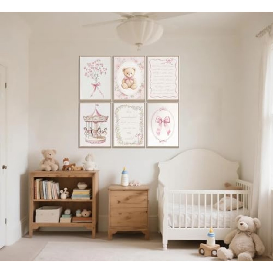 6pcs Pink Vintage Baby Girl Nu - Baby Nursery Vintage Decor incelemesi ve fiyatı