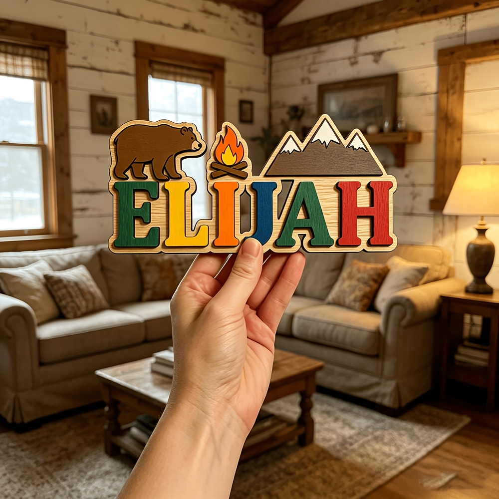 Customizable Bear & Campfire W - Baby Nursery Accent Wall incelemesi ve fiyatı