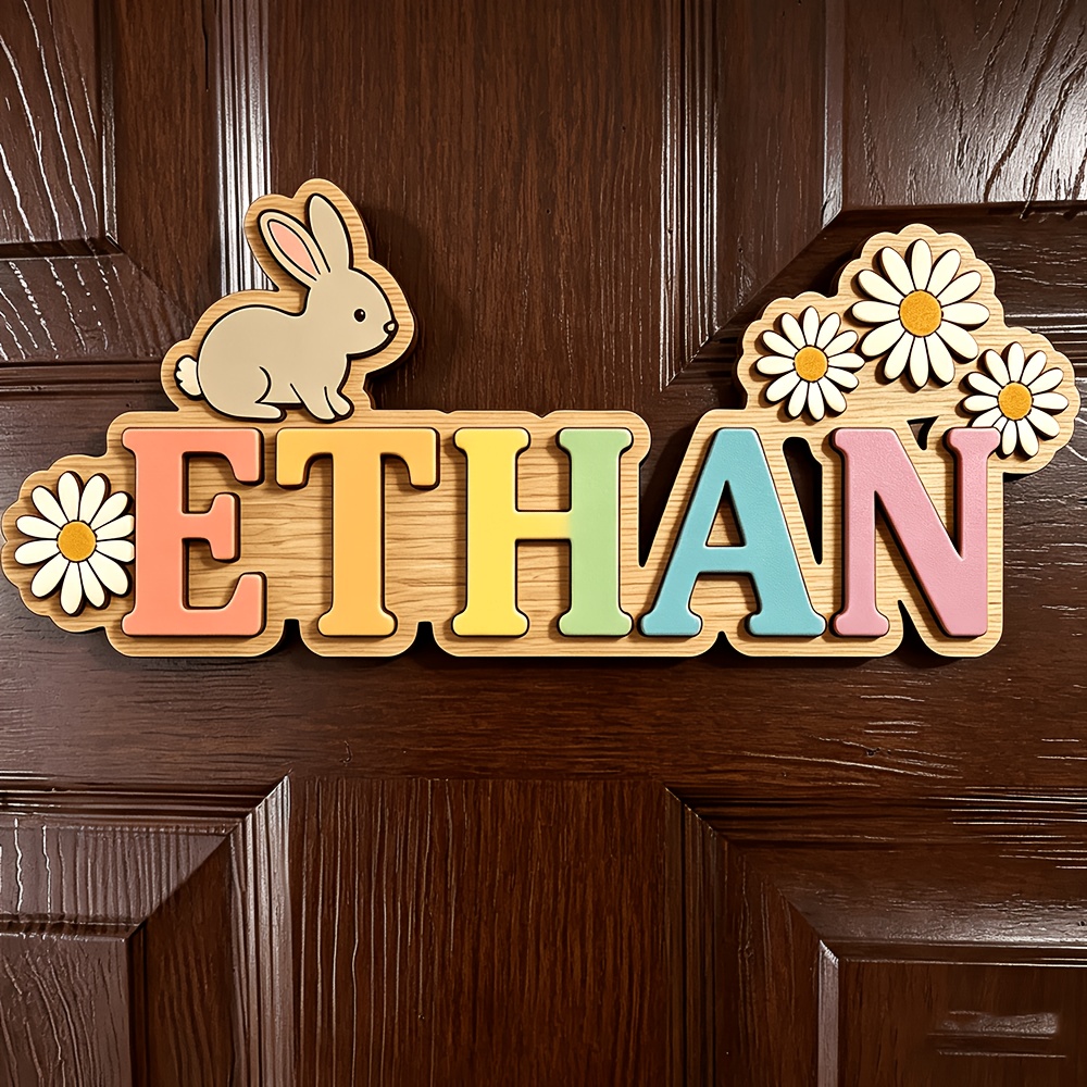 Customizable Rainbow Bunny & D - Baby Nursery Accent Wall incelemesi ve fiyatı