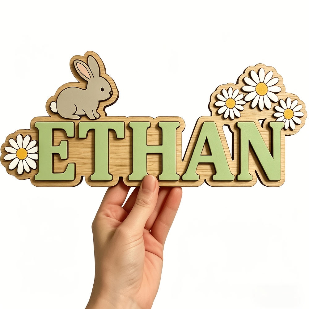Customizable Rainbow Bunny & D - Baby Nursery Accent Wall incelemesi ve fiyatı