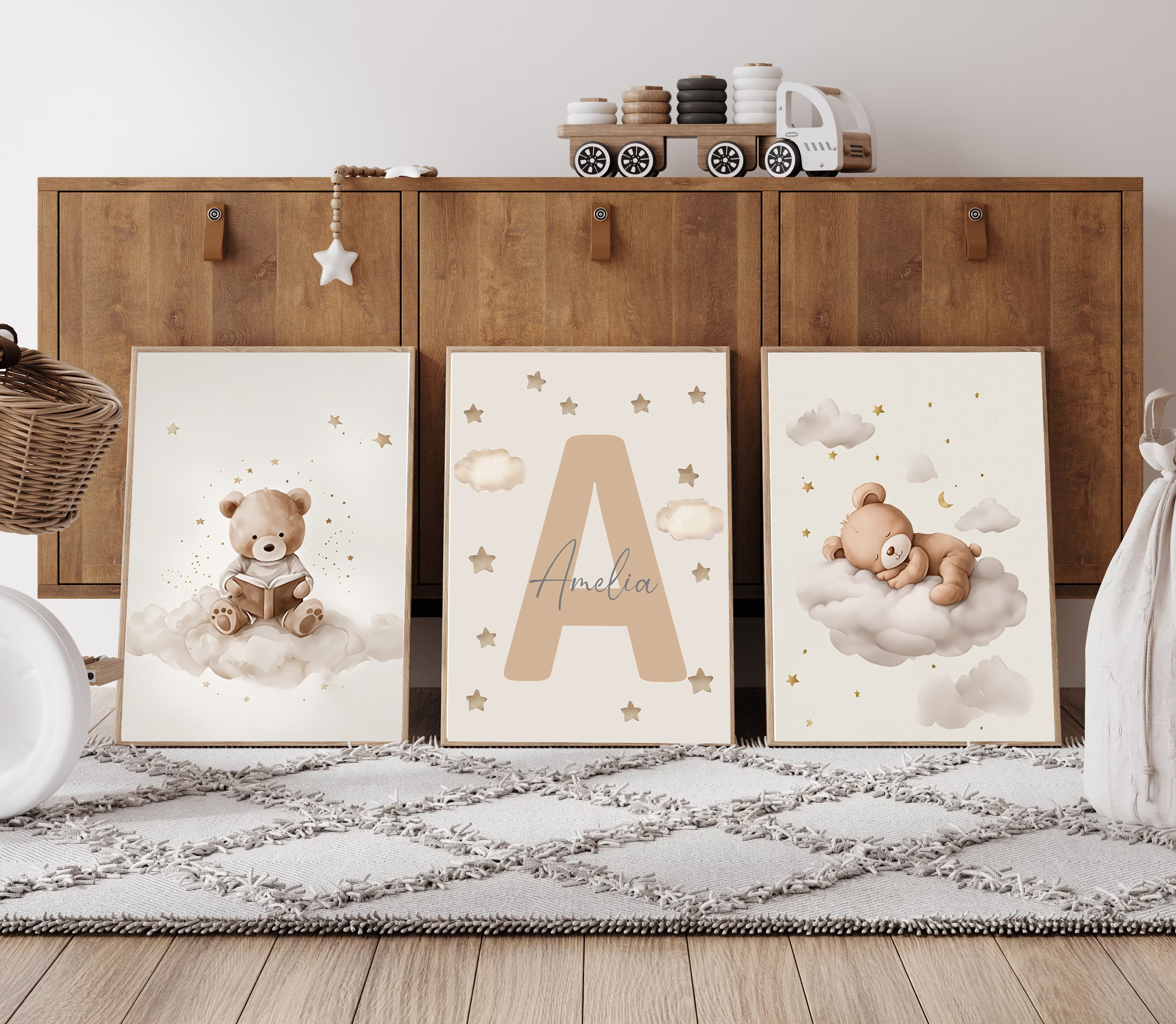 3pcs/set Bohemian Teddy Bear A - Baby Nursery Wall Decor incelemesi ve fiyatı