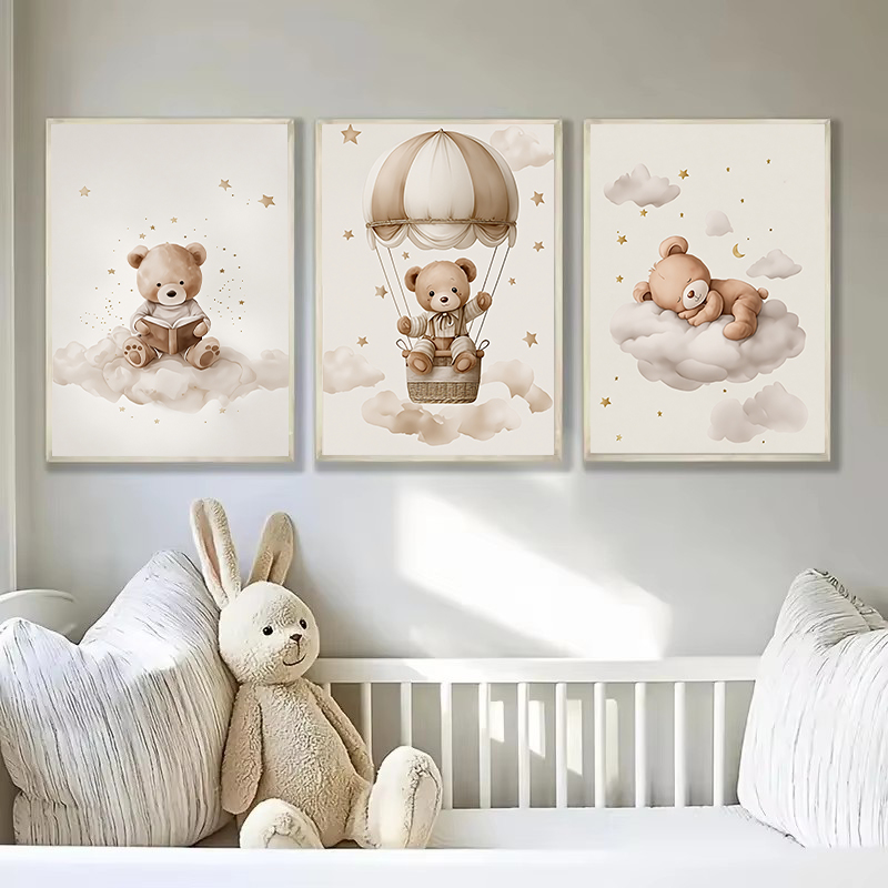 3pcs/set Bohemian Teddy Bear A - Baby Nursery Wall Decor incelemesi ve fiyatı