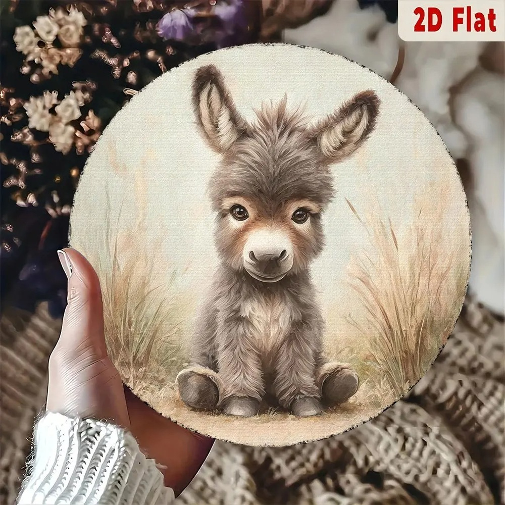 Vintage Baby Donkey Round Meta - Baby Nursery Vintage Decor incelemesi ve fiyatı
