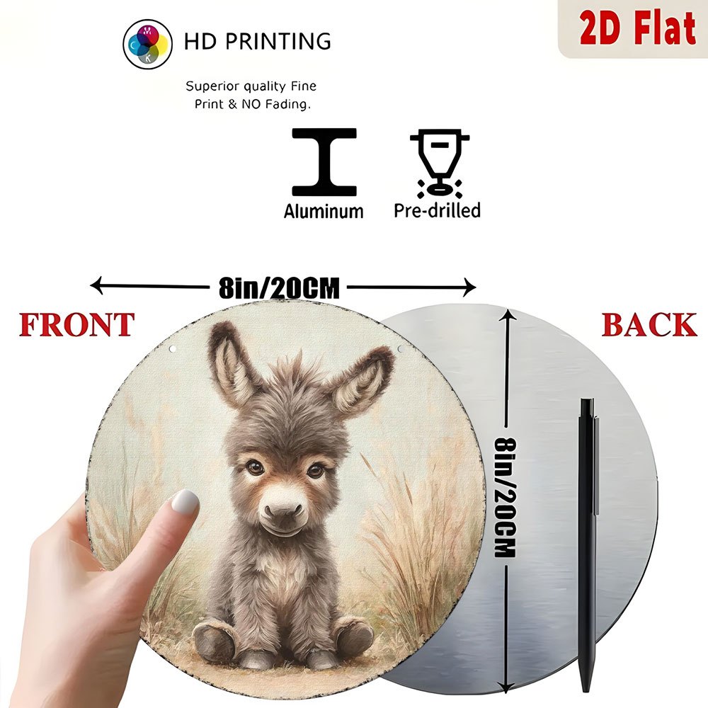Vintage Baby Donkey Round Meta - Baby Nursery Vintage Decor incelemesi ve fiyatı