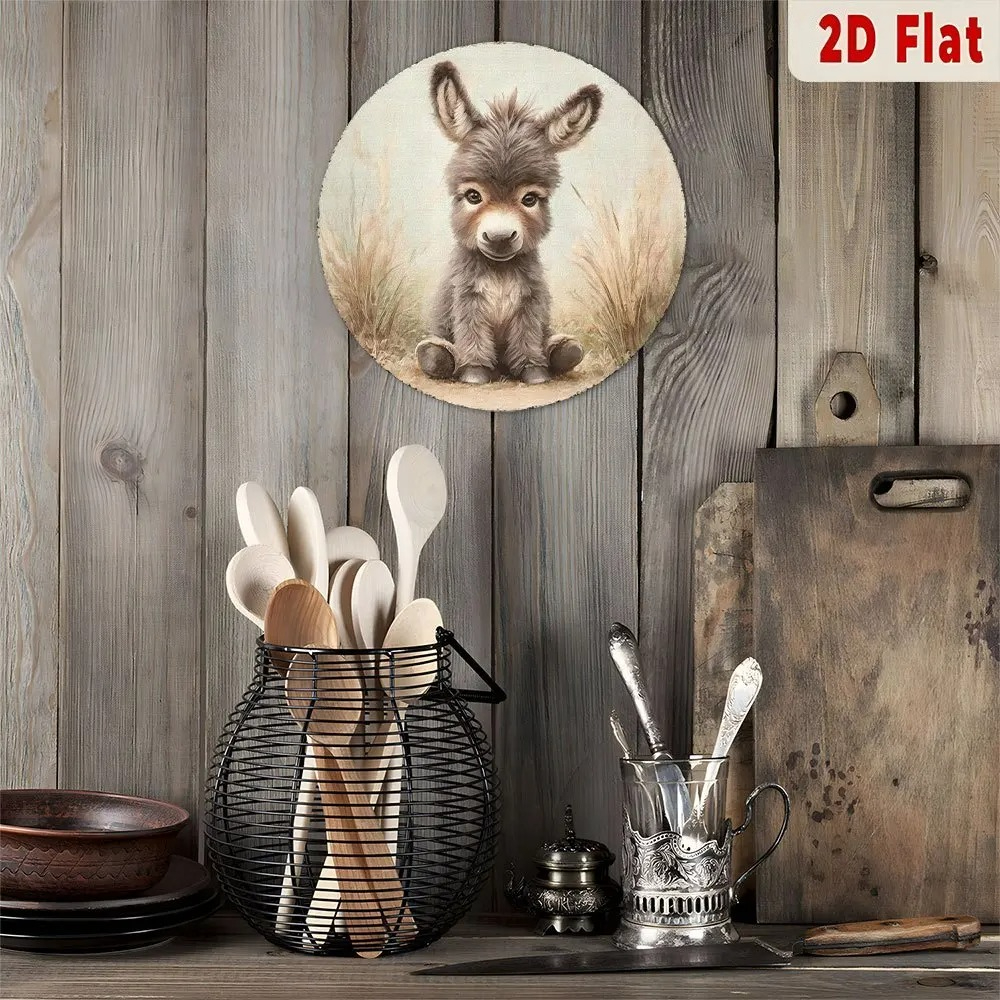 Vintage Baby Donkey Round Meta - Baby Nursery Vintage Decor incelemesi ve fiyatı